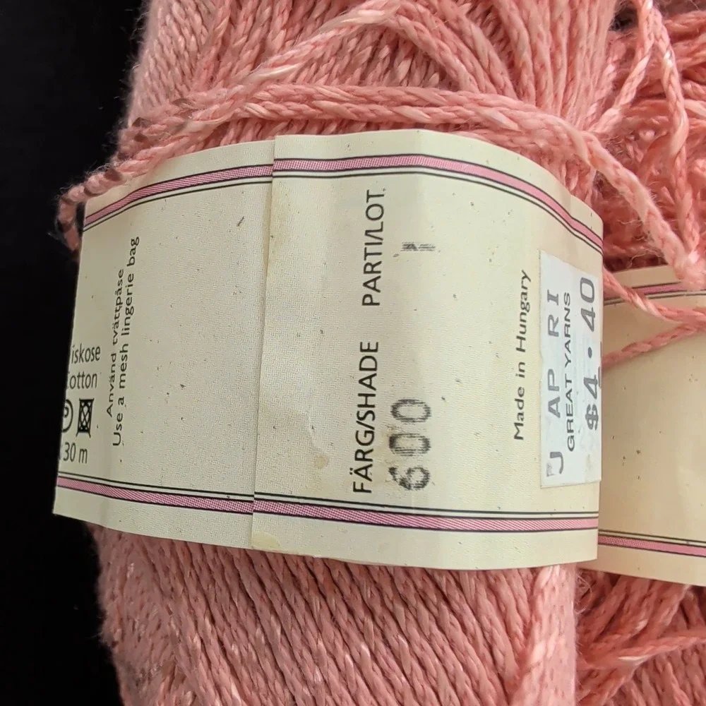 Lot of 8 Skeins Marks & Kattens‎ Primula Yarn Pink #600 51% Viscose, 49% Bomull